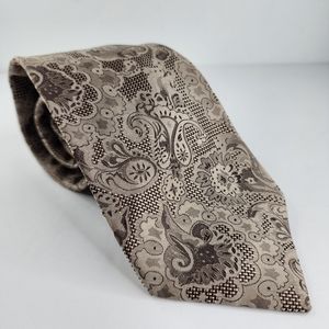 MATERIAL LONDON Tan Paisley Silk Tie.
